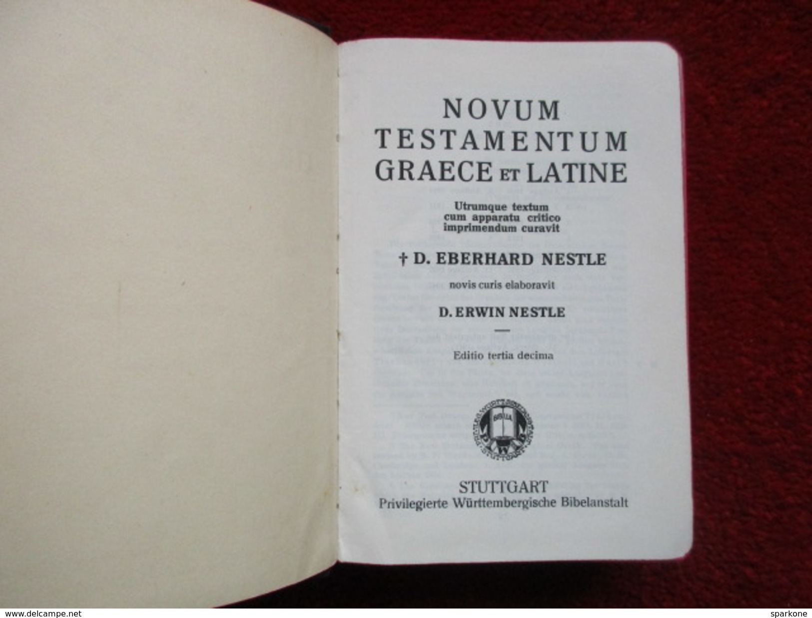 Novum Testamentum Graece Et Latine (D. Eberhard Nestle) / De 1943 - Culture