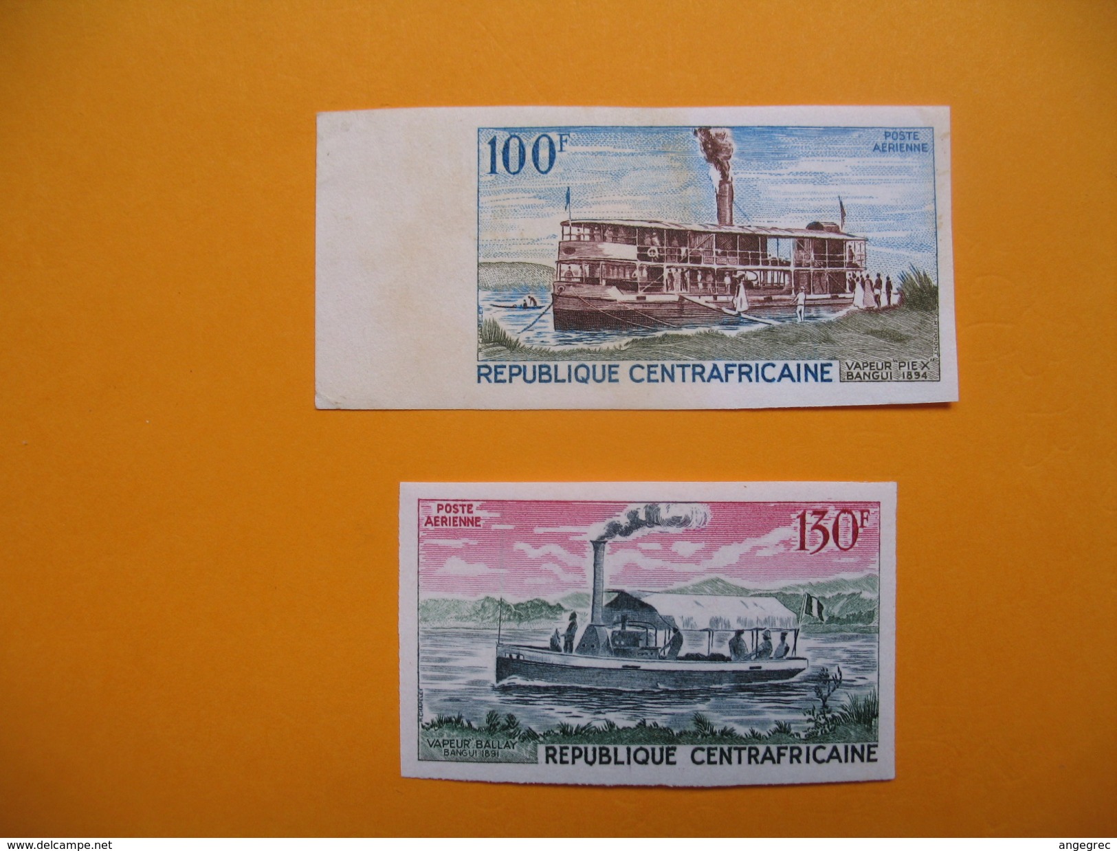 Timbre Non Dentelé  N° PA 65 Et PA 66  Vapeurs Fluviaux  1968 - Centrafricaine (République)