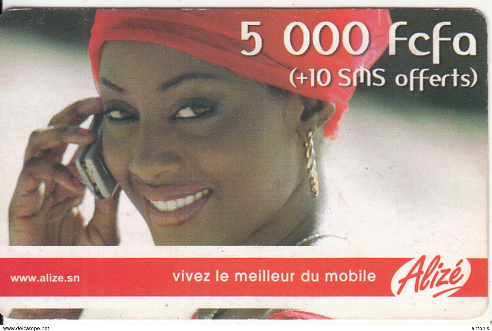 SENEGAL - Girl On Phone, Sonatel Prepaid Card 5000 Fcfa, Used - Senegal