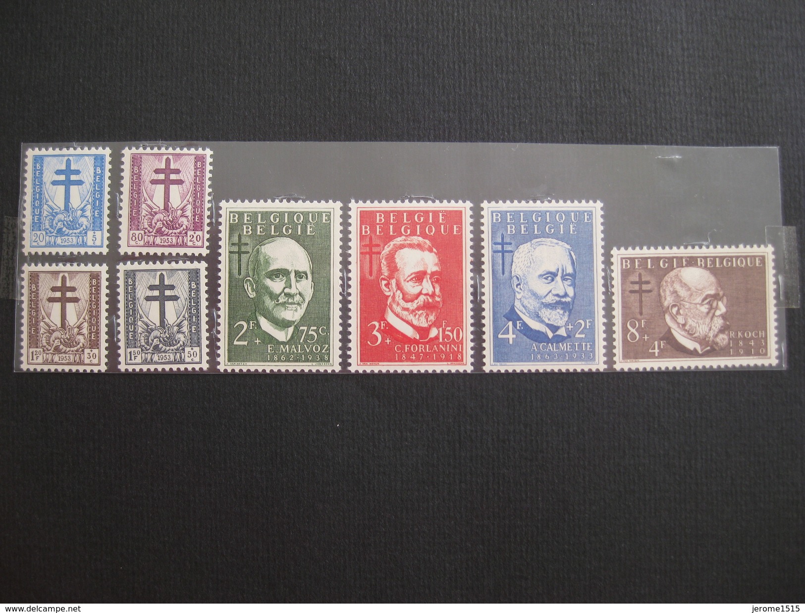 Timbre Belgique : Antituberculeux 1953 COB N° 930 à 937 ** - Neufs