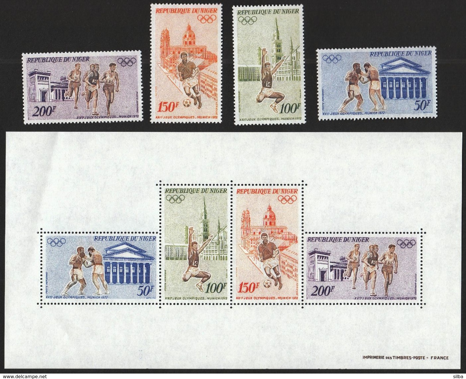 Niger 1972 / Olympic Games Munich / Boxing, Football, Athletics / PERFORATED - Summer 1972: Munich