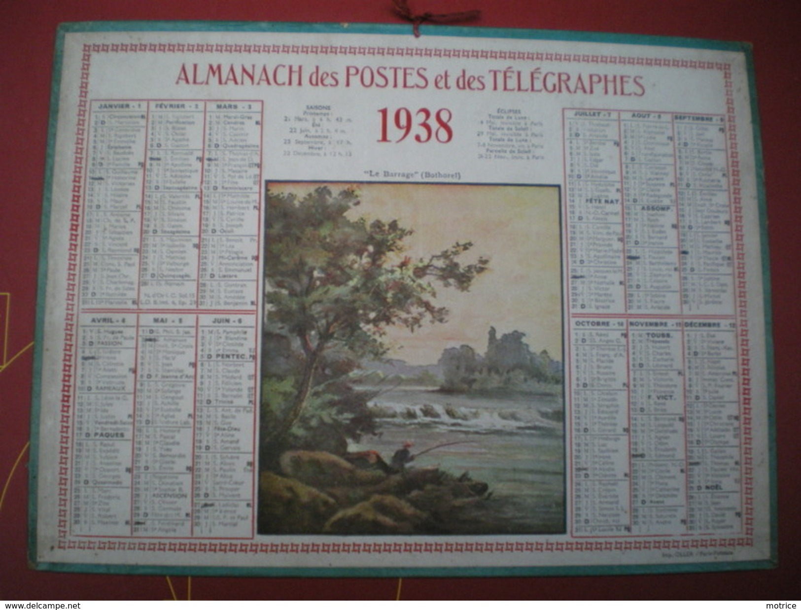 ALMANACH DES POSTES ET DES TÉLÉGRAPHES (Oller)  1938 - Le Barrage (Bothorel) - Grand Format : 1921-40