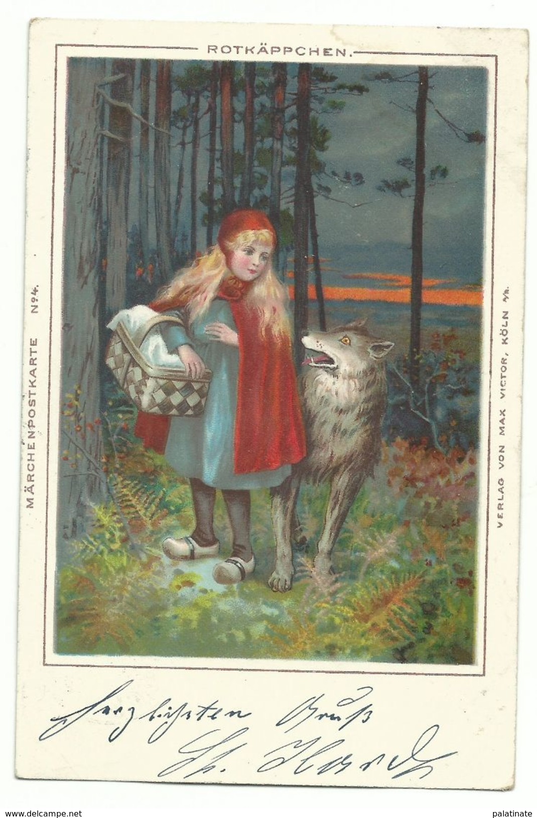 Rothkäppchen Märchen-AK Litho 1899 - Märchen, Sagen & Legenden