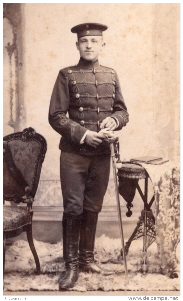 Berlin Homme Allemand En Uniforme Militaire Ancienne Photo CDV Atelier Postlep 1906 - Guerre, Militaire