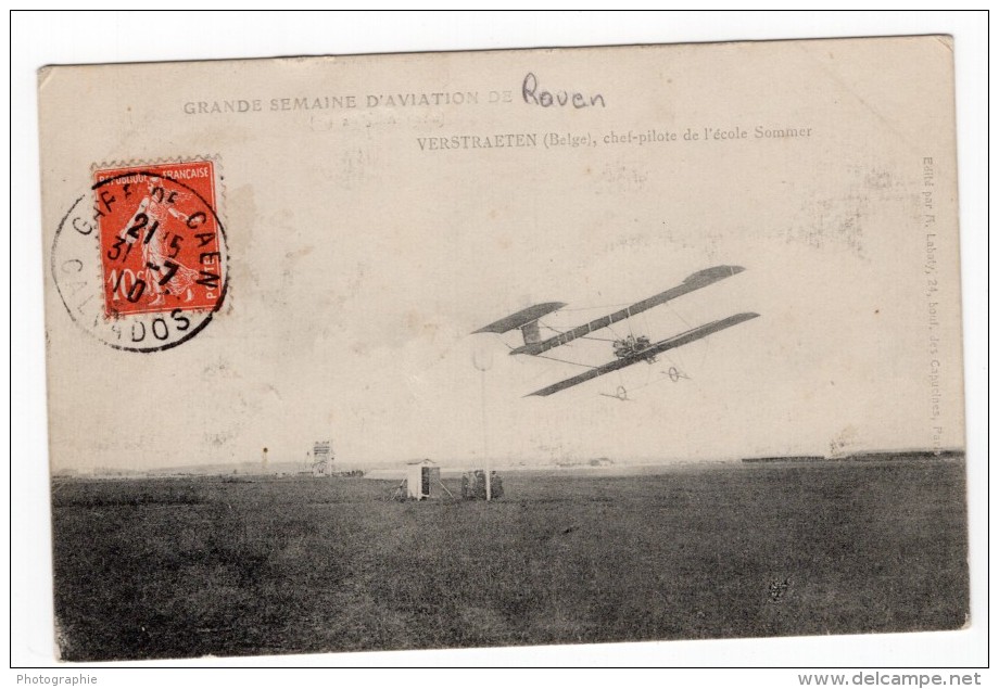 Semaine D'Aviation De Rouen Verstraeten Sur Sommer Ancienne Carte Postale CPA Vers 1910 - ....-1914: Précurseurs