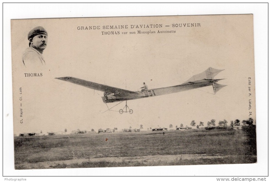 France Aviation Rene Thomas Sur Monoplan Antoinette Ancienne Carte Postale CPA Vers 1910 - ....-1914: Precursors