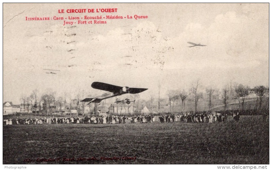 France Aviation Circuit De L'Ouest Avions Foule Ancienne Carte Postale CPA Vers 1910 - ....-1914: Precursors