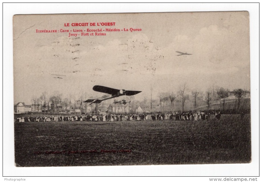 France Aviation Circuit De L'Ouest Avions Foule Ancienne Carte Postale CPA Vers 1910 - ....-1914: Precursors