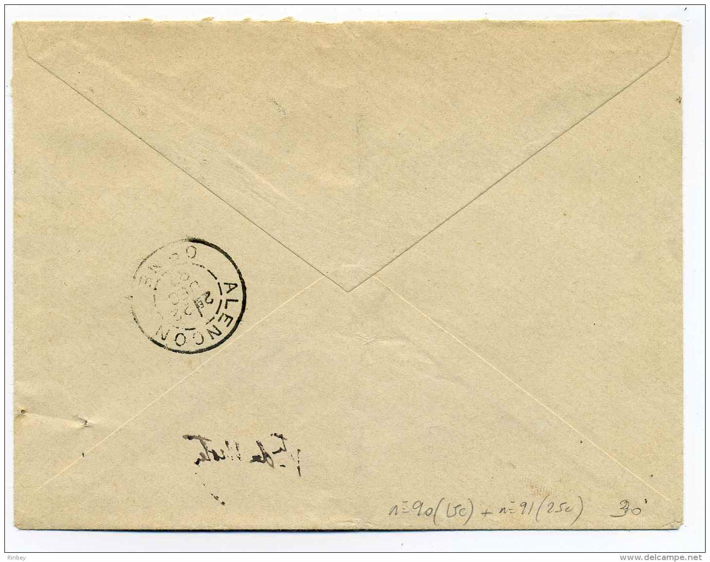 Lettre Rec De PASSAY LA CONCEPTION   Dept De L'ORNE / 1897 / Aff Composé Au Type SAGE - 1877-1920: Semi Modern Period