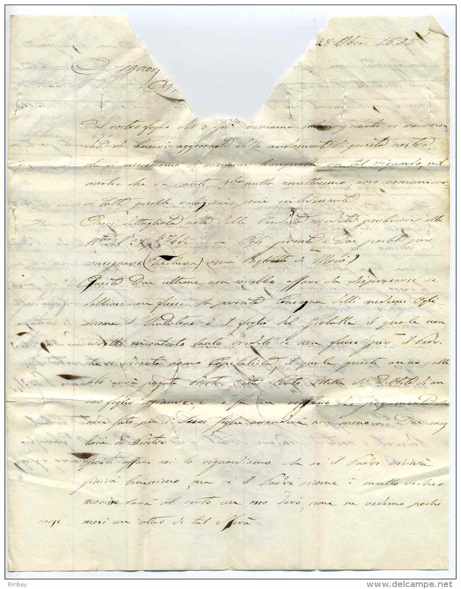 Lettre D'ITALIE Avec Cad PAYS D'OUTREMER + T13 Marseille + Mrque PURIFIEE A MARSEILLE /1838 - 1801-1848: Precursors XIX