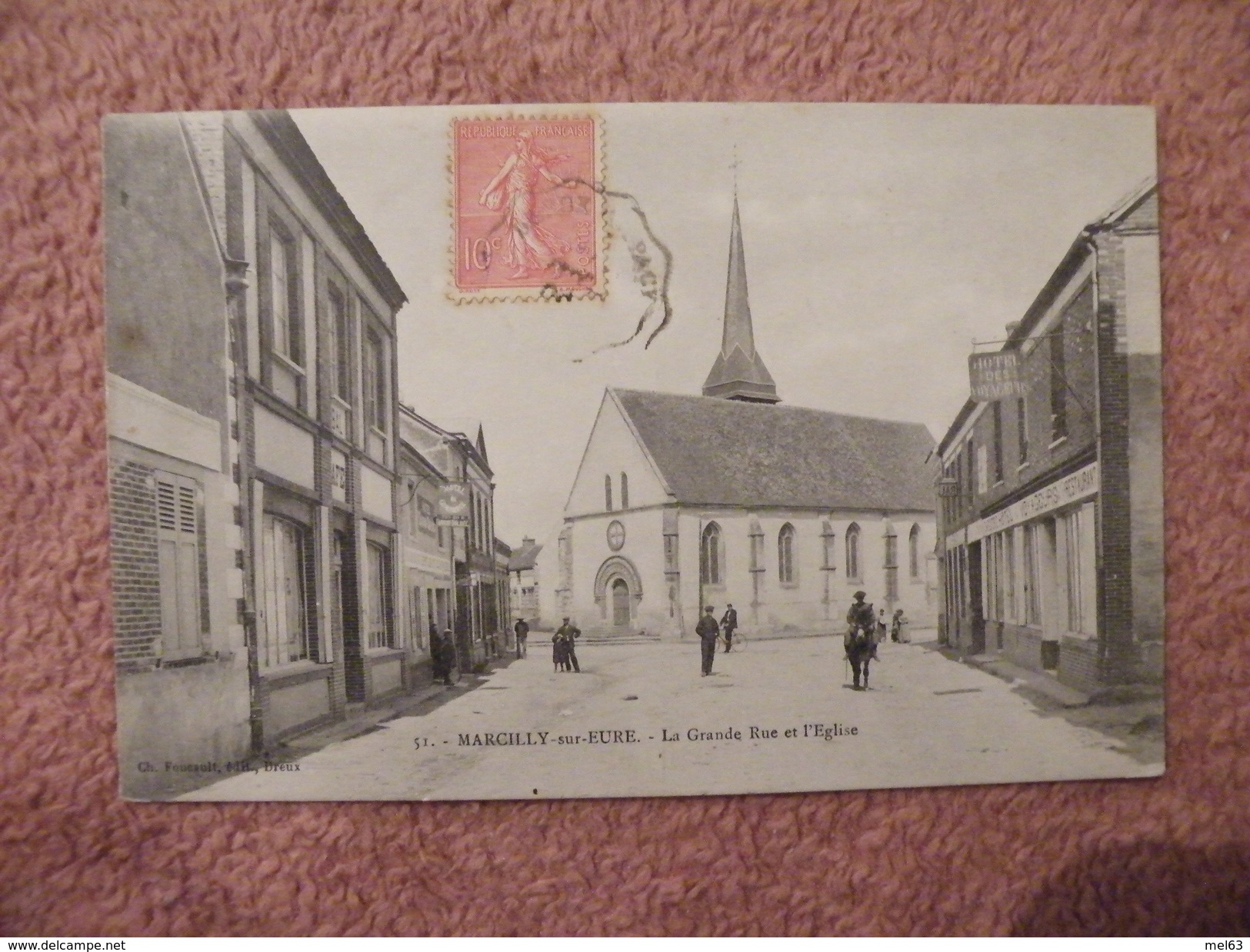 A445. CPA. 27. MARCILLY-sur-EURE. La Grande Rue Et L'Eglise . Beau Plan Animé.  Ecrite & Voyagée - Marcilly-sur-Eure