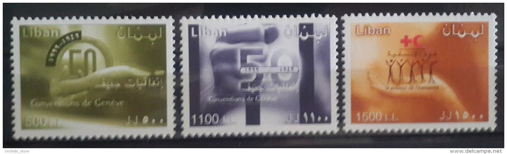 Lebanon 2001 Mi. 1409-1411 MNH Complete Set 3v. -50th Anniv Of Geneva Convention & Red Cross Day - Human Rights - Lebanon