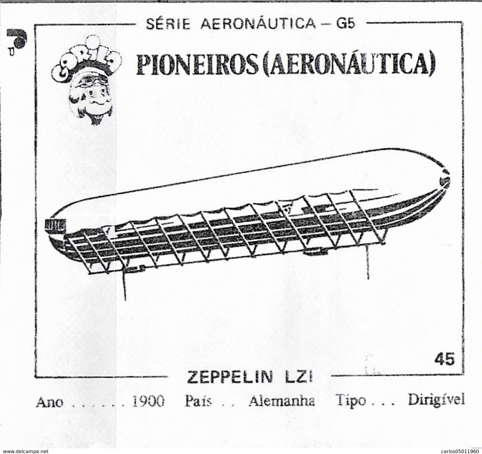BUBBLE GUM / CHEWING GUM: GORILA - AERONAUTICAL SERIES / (1) PIONEERS - 045 ZEPPLIN LZI - Autres & Non Classés