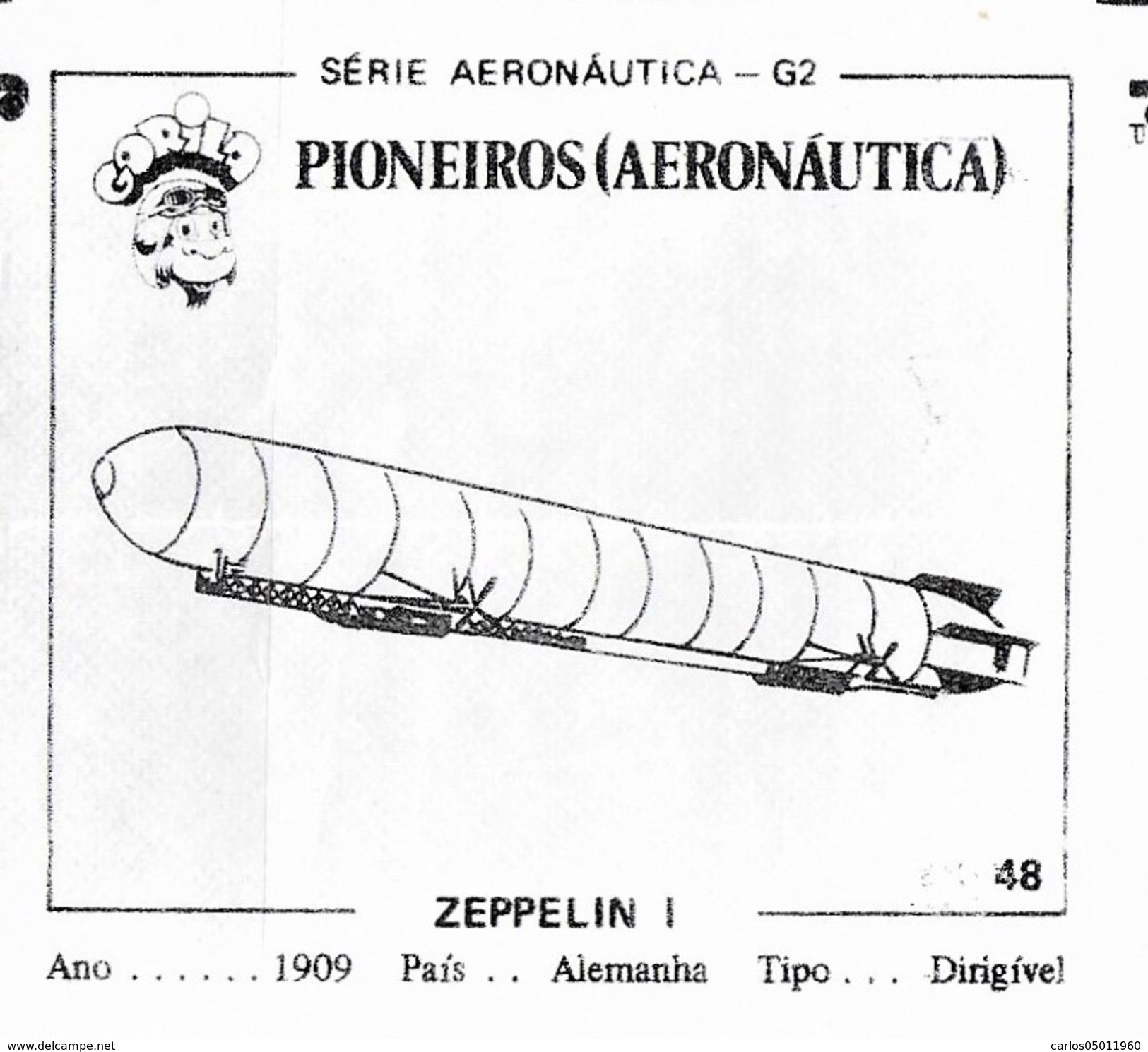 BUBBLE GUM / CHEWING GUM: GORILA - AERONAUTICAL SERIES / (1) PIONEERS - 048 ZEPPELIN I - Altri & Non Classificati
