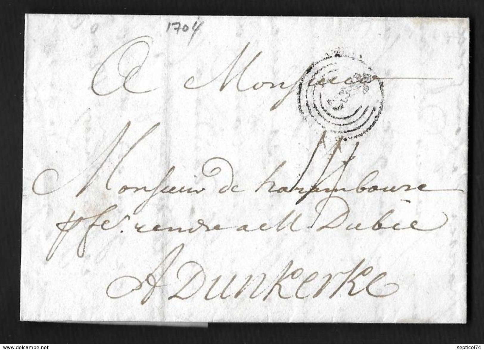 MARQUE ORNE BORDEAUX LENAIN N°2 FLEUR DE LYS 1704 POUR DUNKERQUE NORD INDICE 14 - 1701-1800: Précurseurs XVIII