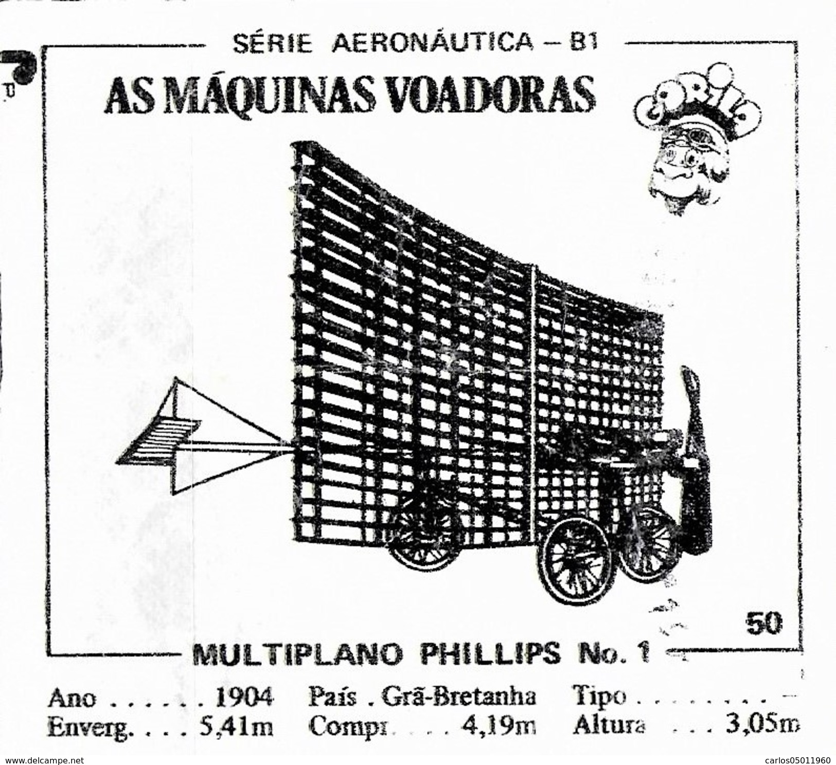 BUBBLE GUM / CHEWING GUM: GORILA - AERONAUTICAL SERIES / (2) FLYING MACHINES - 050 MULTIPLANO PHILLIPS No. 1 - Altri & Non Classificati