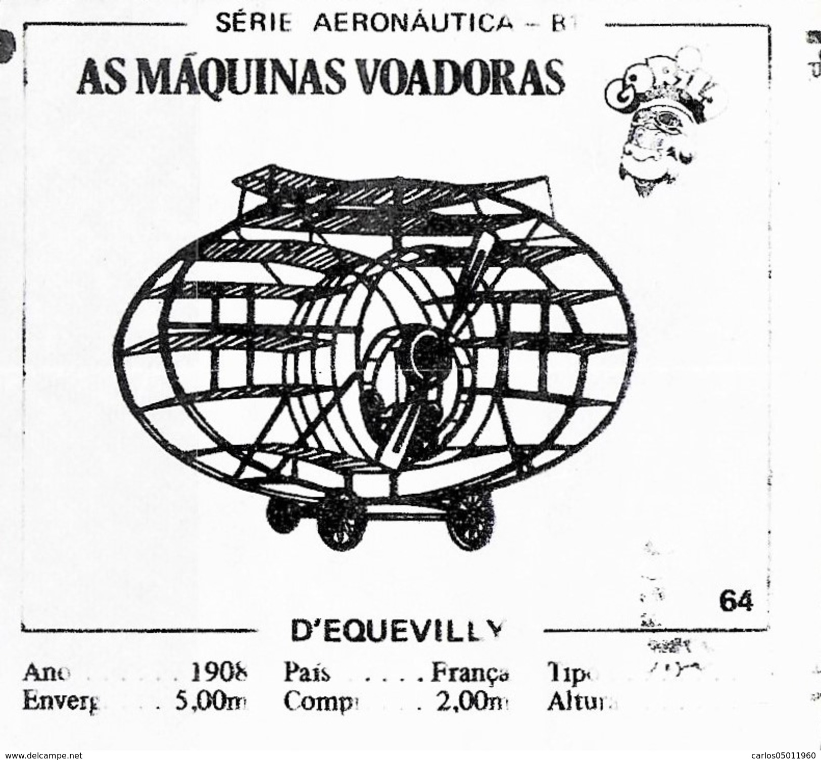 BUBBLE GUM / CHEWING GUM: GORILA - AERONAUTICAL SERIES / (2) FLYING MACHINES - 064 D'EQUEVILLY - Altri & Non Classificati