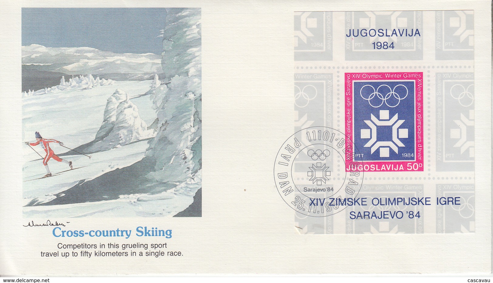 Enveloppe  FDC  1er  Jour   YOUGOSLAVIE    Bloc   Feuillet   Jeux   Olympiques   SARAJEVO   1984 - Inverno1984: Sarajevo