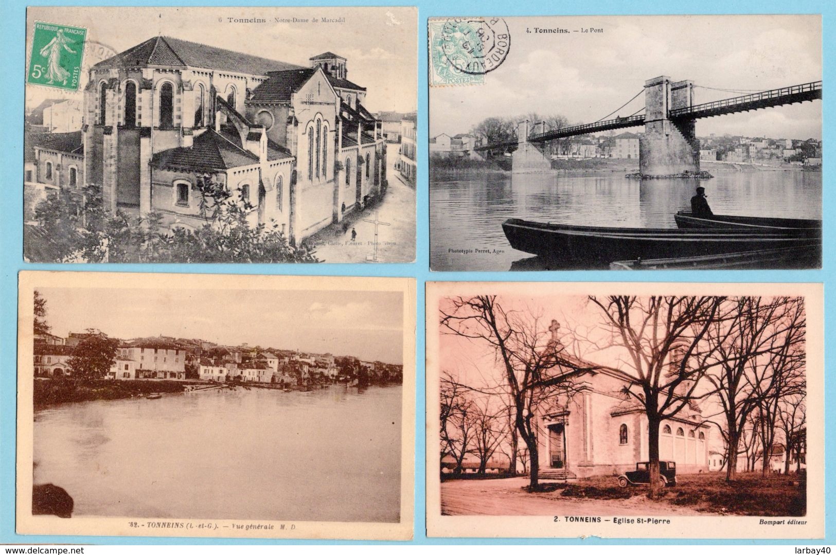 9 Carte Postale Ancienne - Tonneins Pont Garonne Eglise St Pierre   Ect Ect - Tonneins