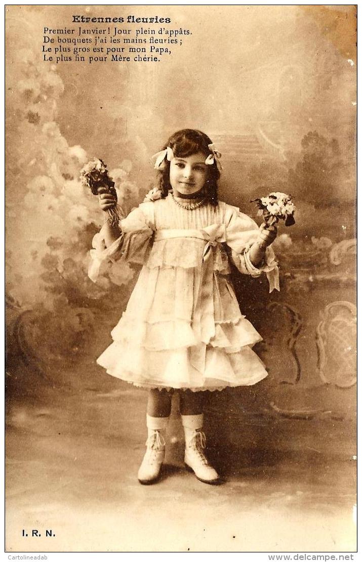 [DC11008] CPA - BAMBINA CON FIORI - ETRENNES FLEURIES - Non Viaggiata - Old Postcard - Altri & Non Classificati