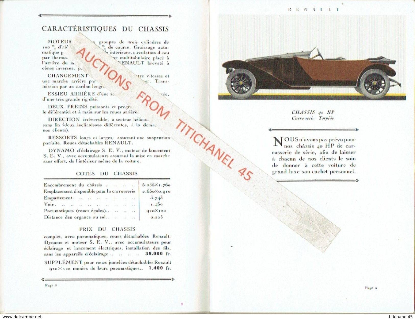 Superbe catalogue publicitaire de 1920 AUTOMOBILES RENAULT à BILLANCOURT - 36 PAGES