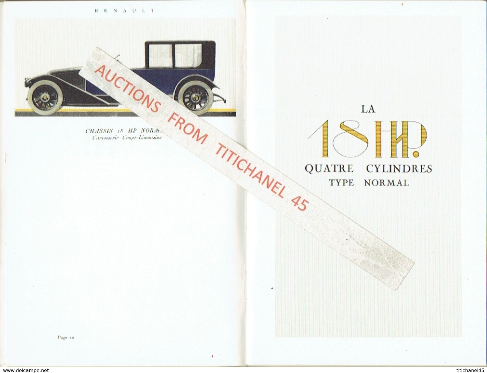 Superbe catalogue publicitaire de 1920 AUTOMOBILES RENAULT à BILLANCOURT - 36 PAGES