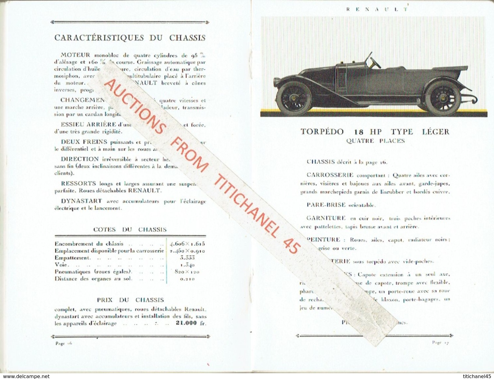 Superbe catalogue publicitaire de 1920 AUTOMOBILES RENAULT à BILLANCOURT - 36 PAGES