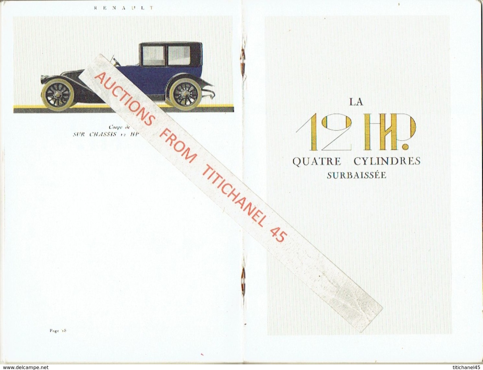 Superbe catalogue publicitaire de 1920 AUTOMOBILES RENAULT à BILLANCOURT - 36 PAGES