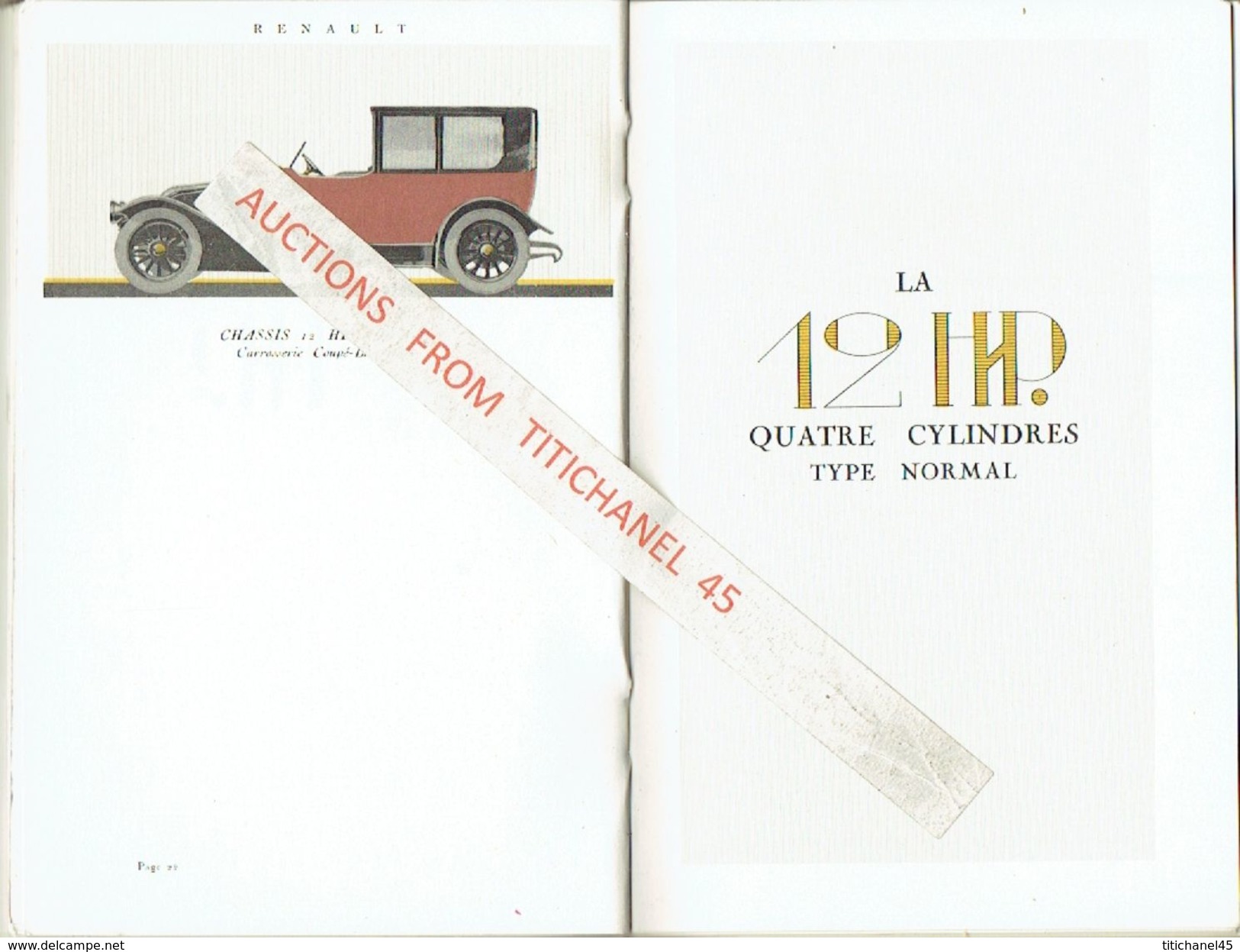 Superbe catalogue publicitaire de 1920 AUTOMOBILES RENAULT à BILLANCOURT - 36 PAGES