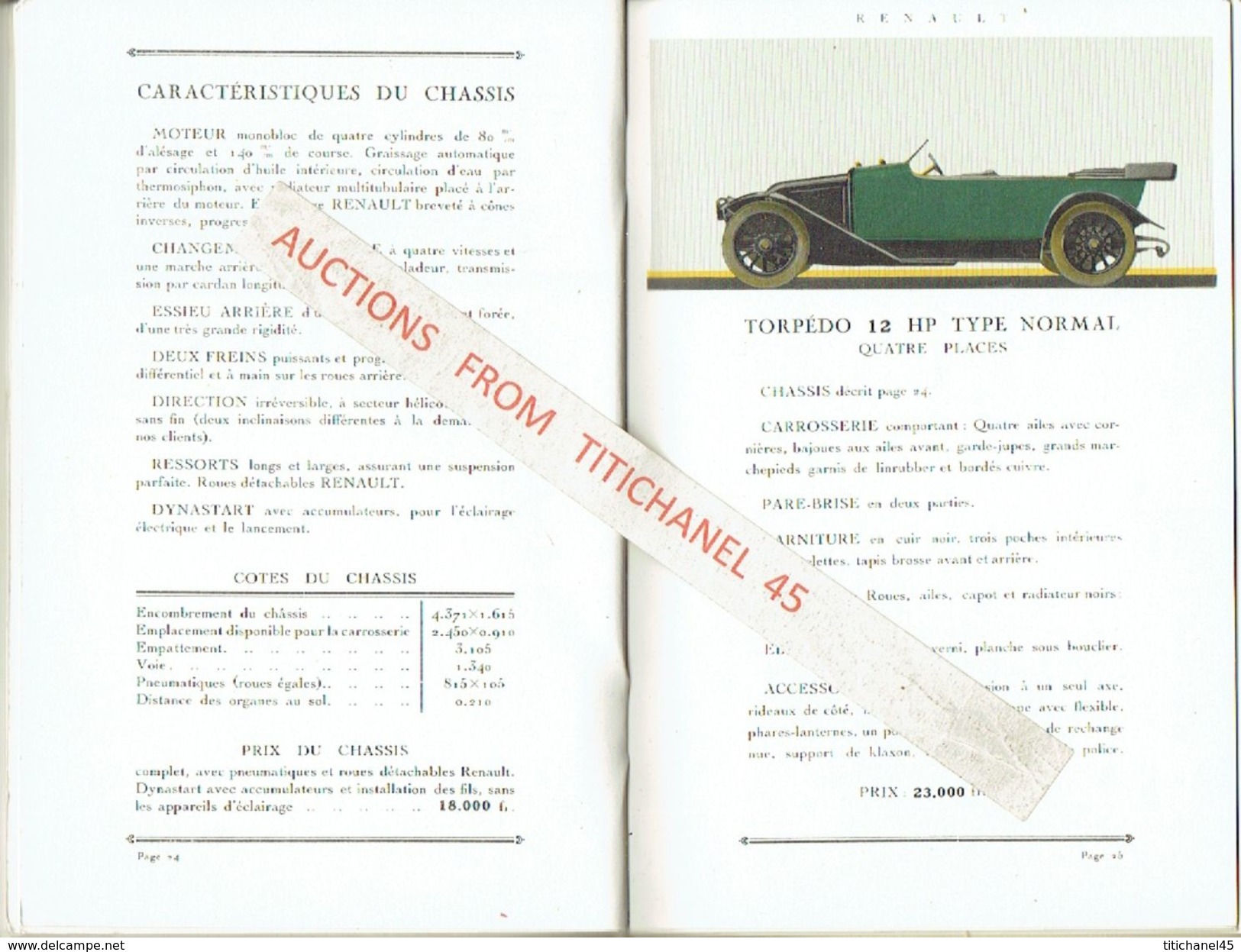 Superbe catalogue publicitaire de 1920 AUTOMOBILES RENAULT à BILLANCOURT - 36 PAGES