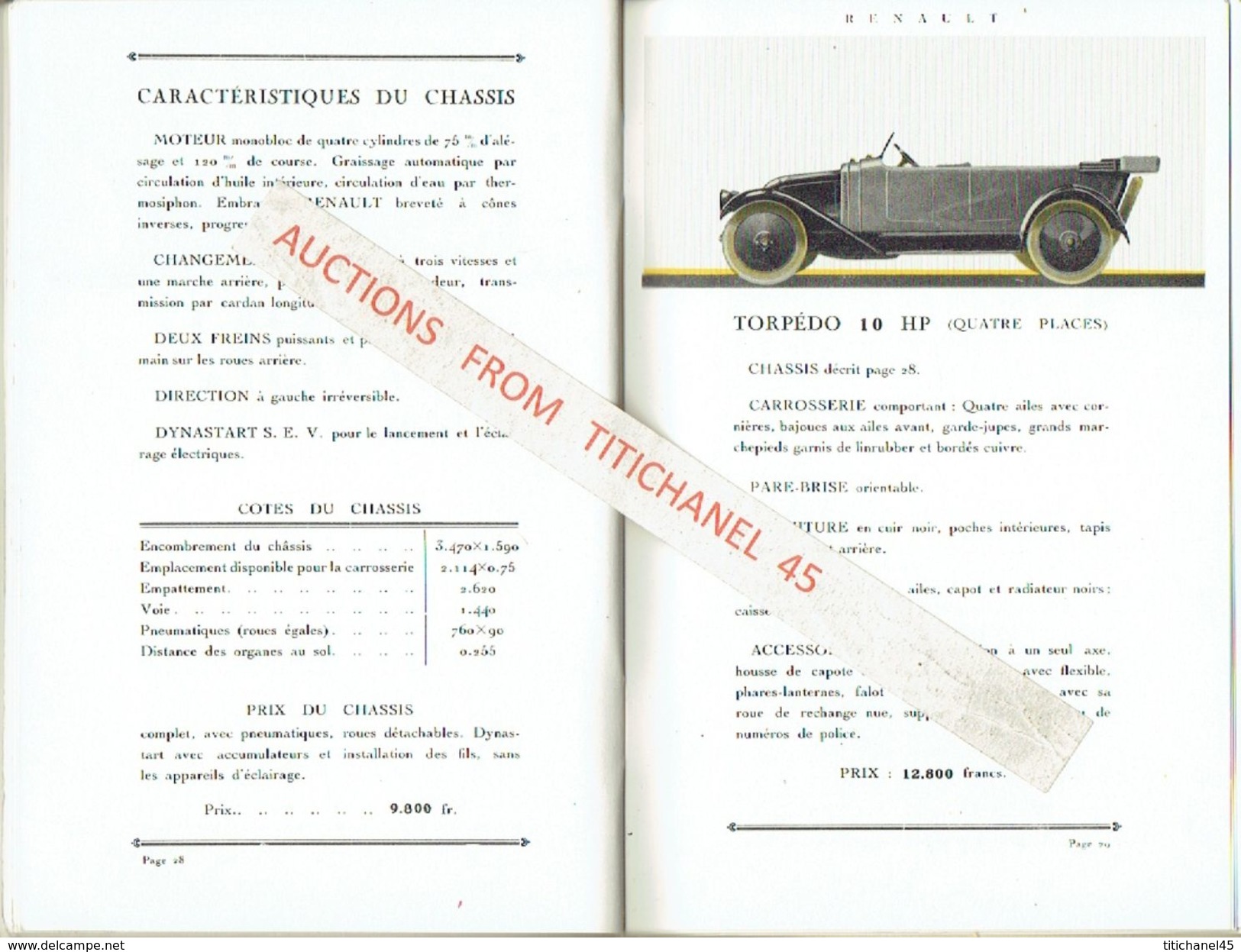 Superbe catalogue publicitaire de 1920 AUTOMOBILES RENAULT à BILLANCOURT - 36 PAGES