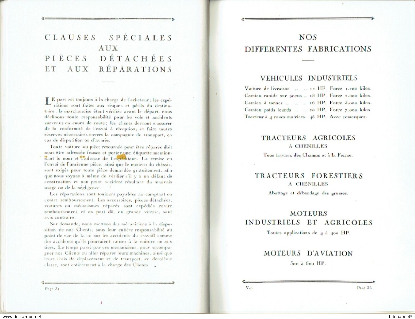 Superbe catalogue publicitaire de 1920 AUTOMOBILES RENAULT à BILLANCOURT - 36 PAGES