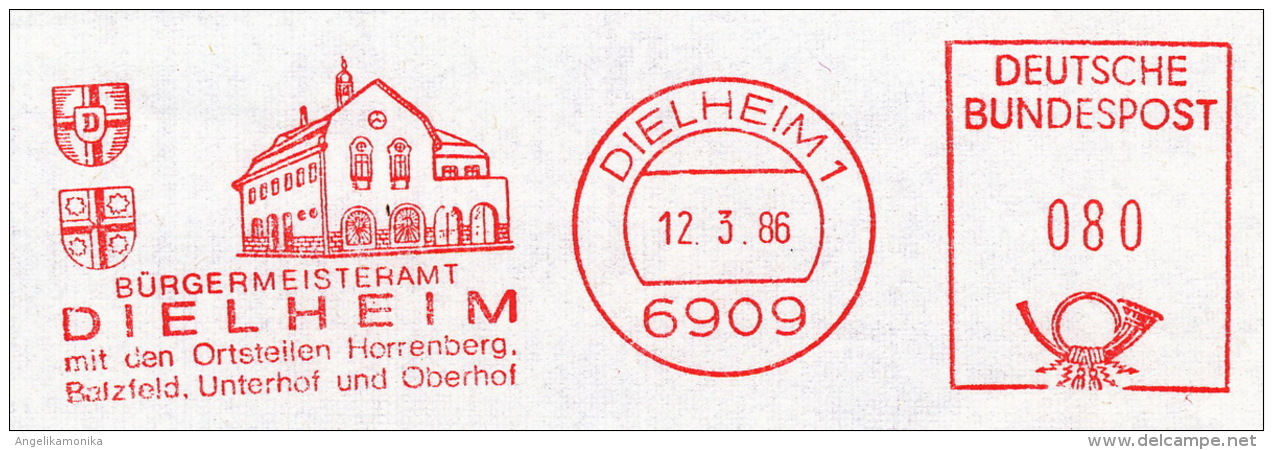 Freistempel 4438 Dielheim Wappen Rathaus - Maschinenstempel (EMA)