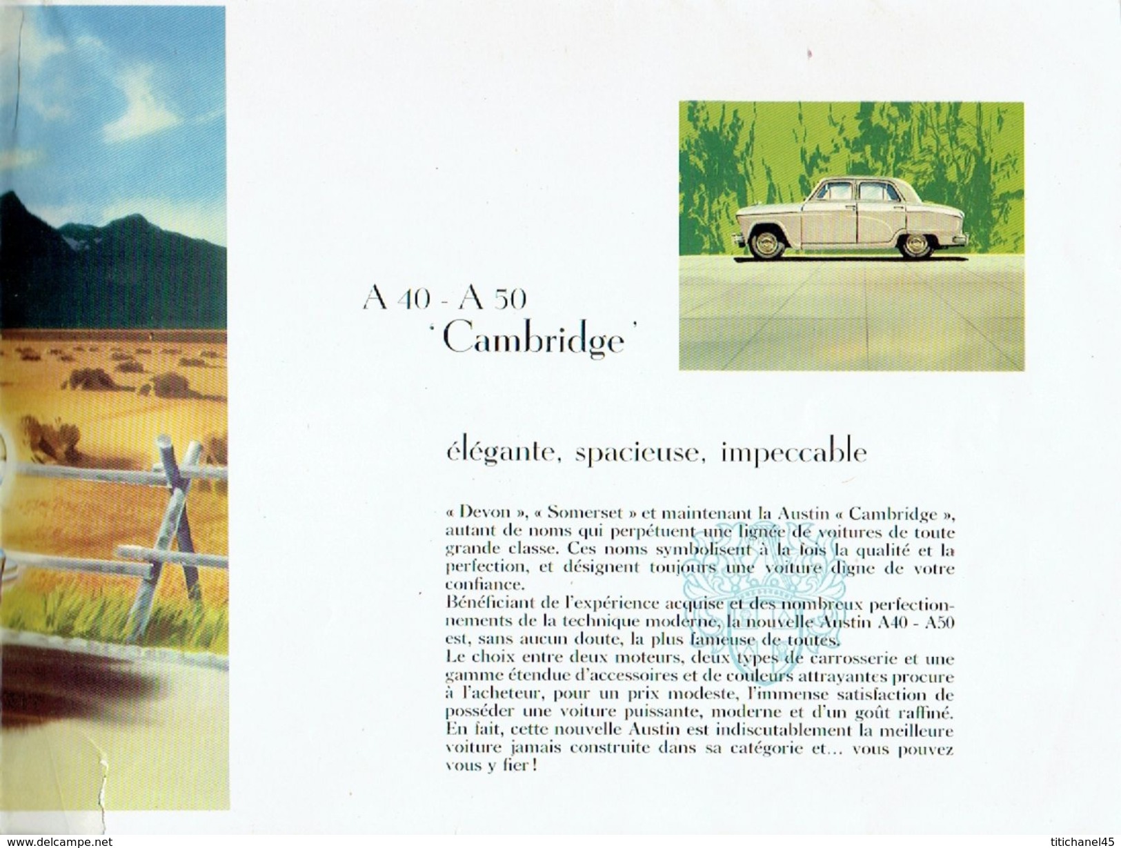 Brochure publicitaire 1954 AUSTIN A40-A50 "CAMBRIDGE"