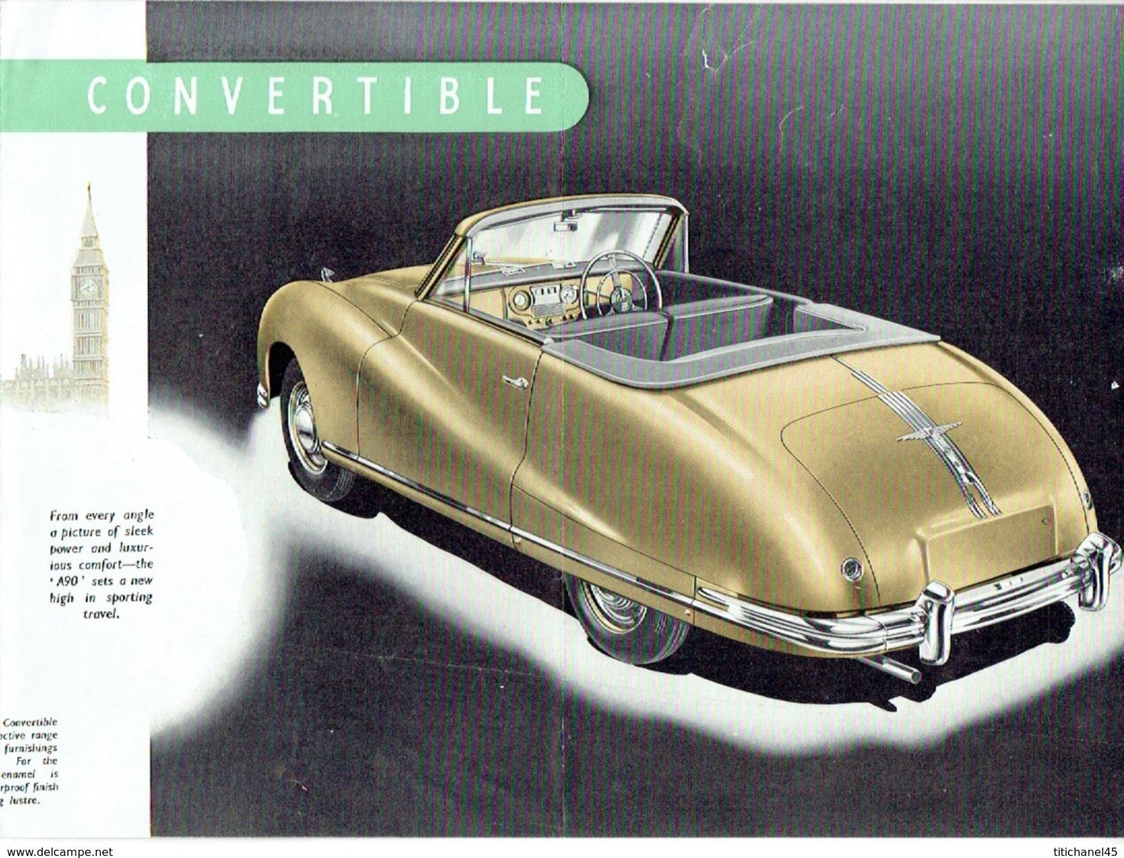 Feuillet Publicitaire 1951 AUSTIN A90 "ATLANTIC CONVERTIBLE" - 4 Pages - Voitures