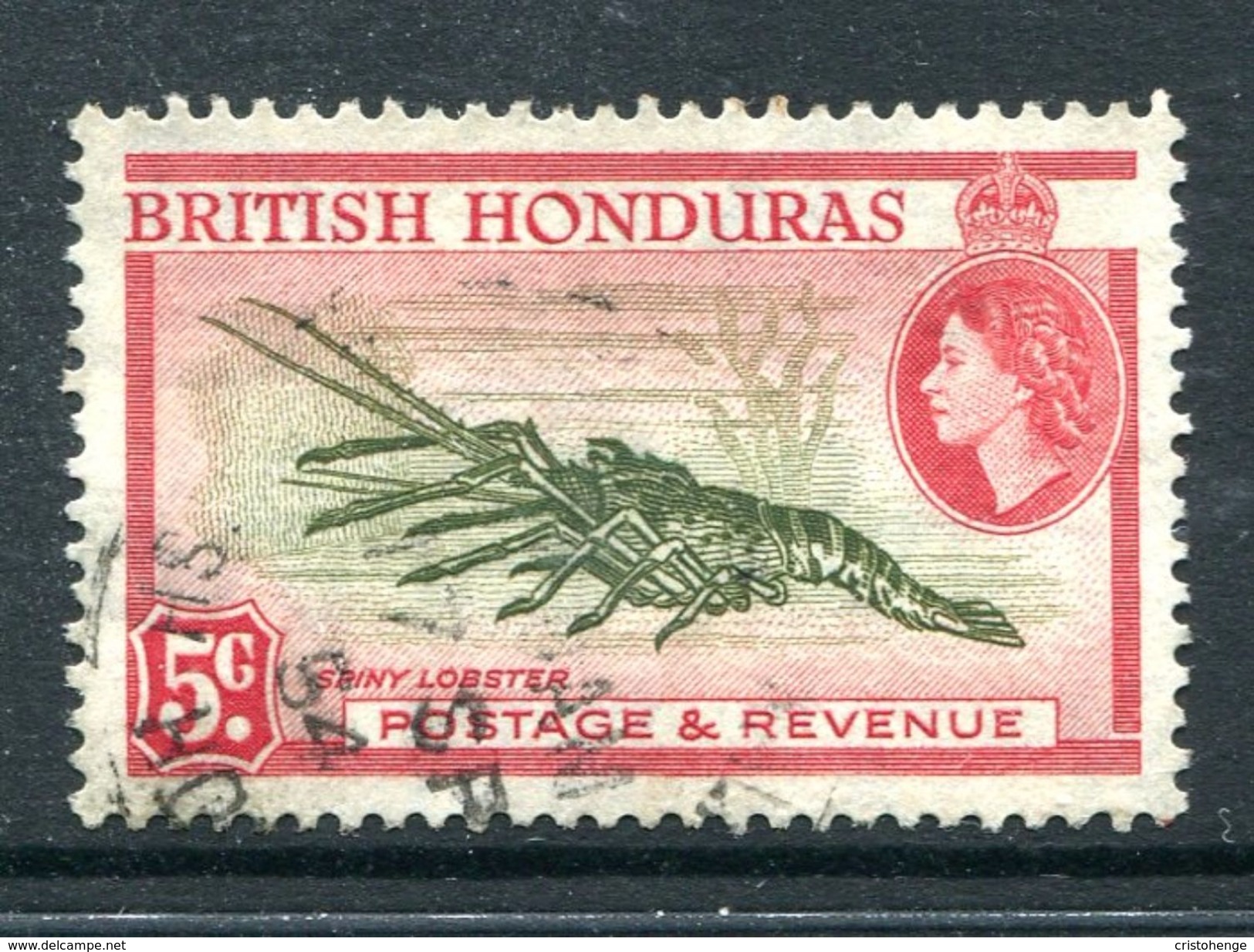 British Honduras 1953-62 QEII Pictorials - 5c Spiny Lobster - P.13½ - Used (SG 183) - British Honduras (...-1970)