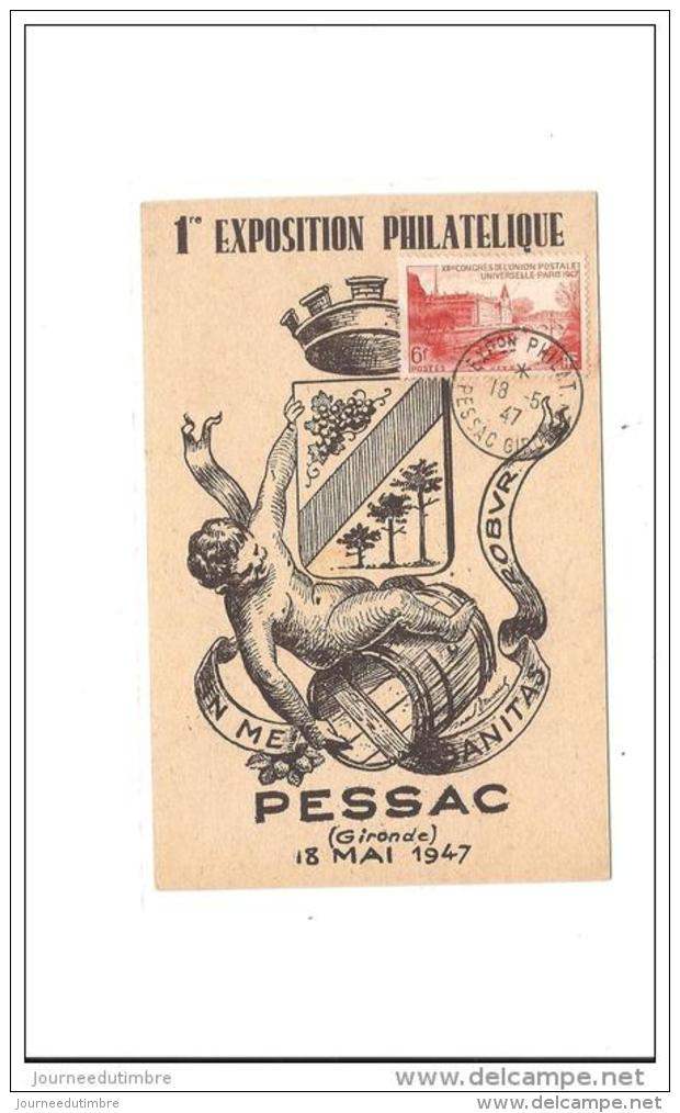 Carte Exposition Philatelique Pessac 1947 - Storia Postale