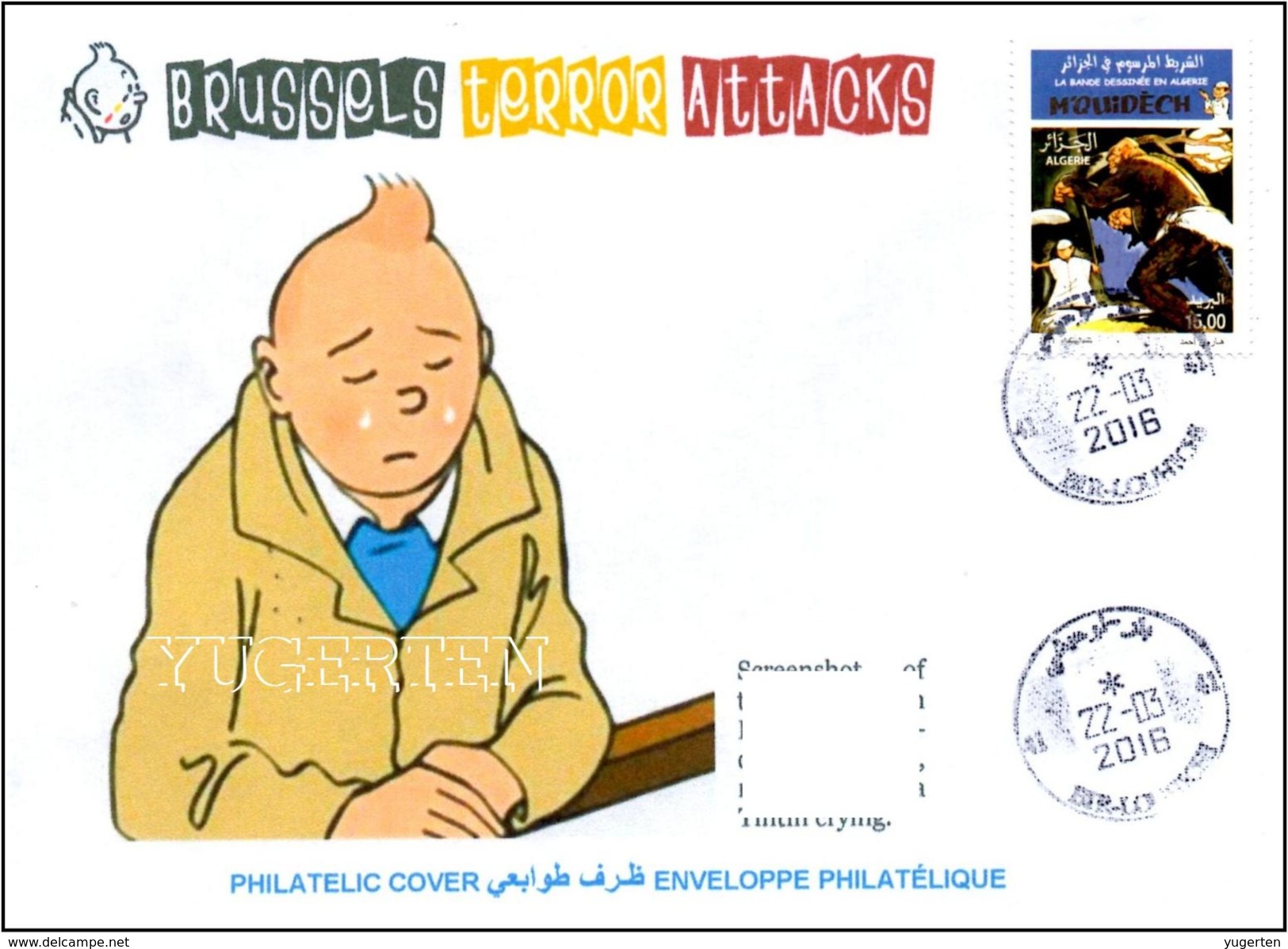 ALGERIJE 2016 Cover Brussels BruxellesTerrorist Attacks Cancelled Date Of Attacks Tintin Terrorism - Bandes Dessinées