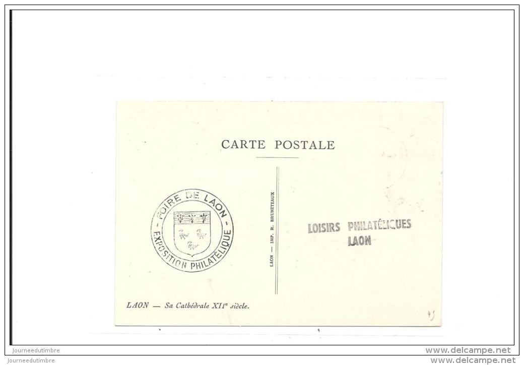 Carte Cathedrale Foire Exposition Philatelique De Laon 1949 Avec Gandon - Cartas & Documentos