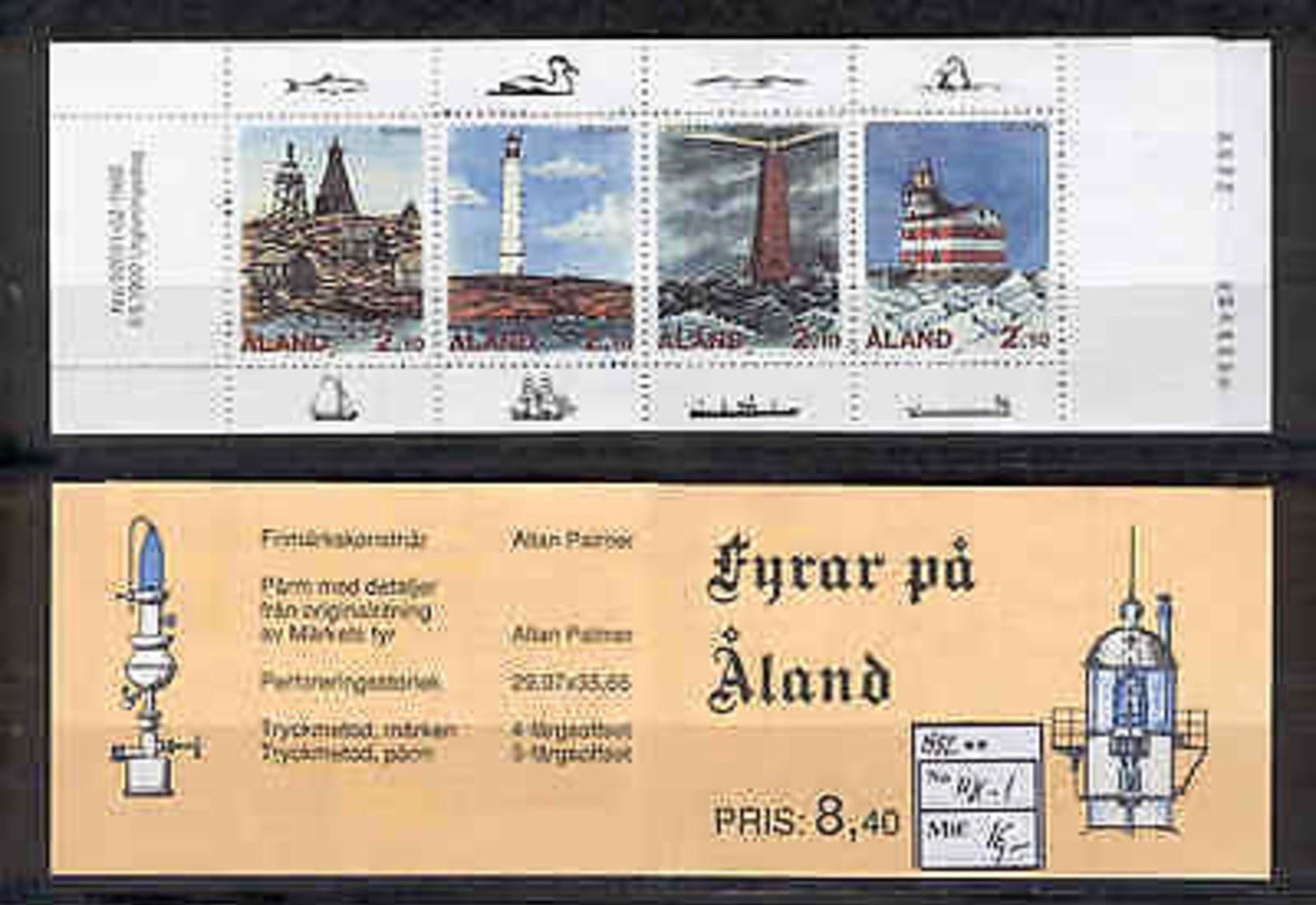 Aland Isl 183 Booklet 1992 MNH 4v CV 16 Eur LIGHTHOUSES - Ålandinseln