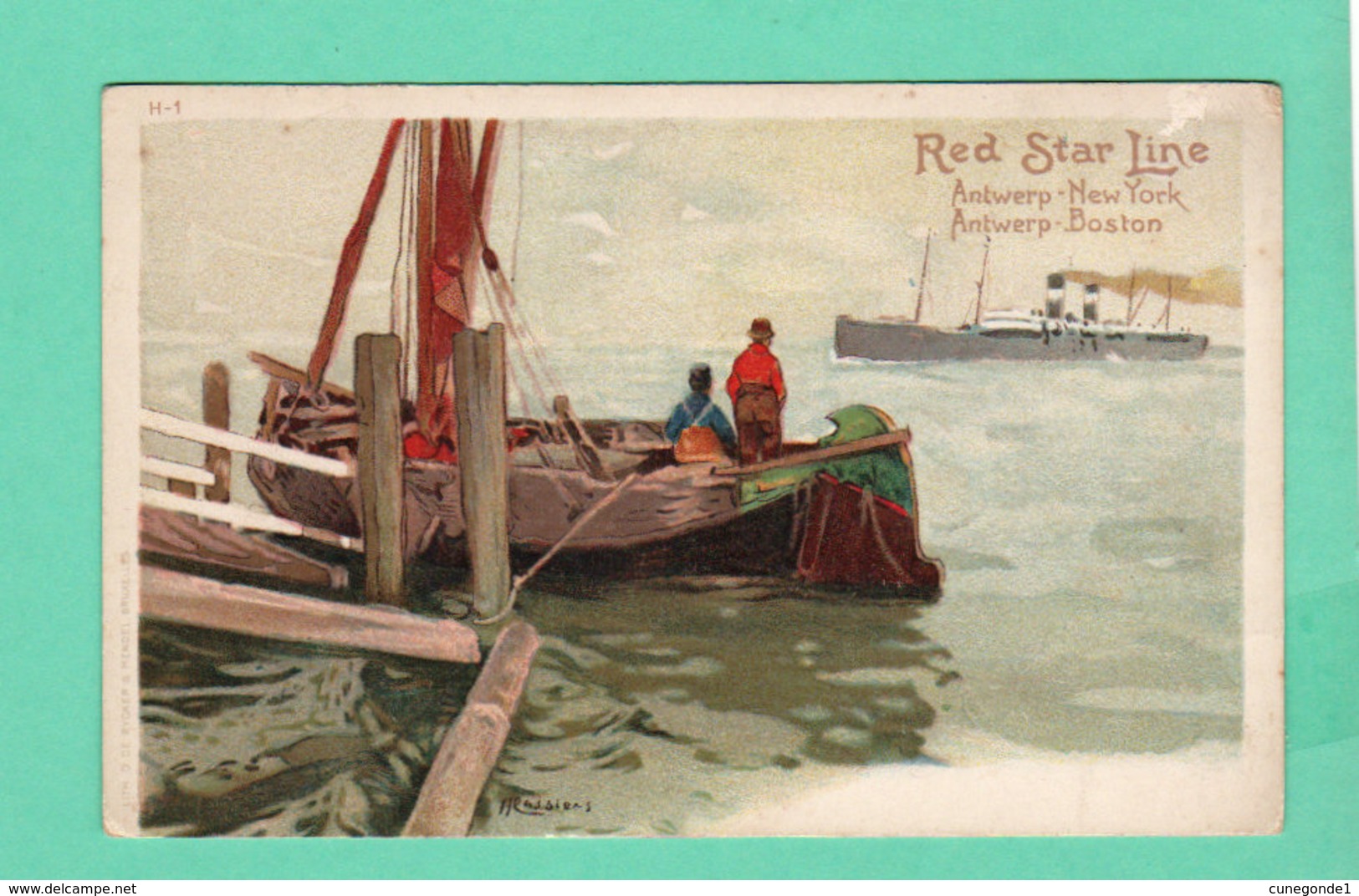 CPA PK +/- 1900 RED STAR LINE Antwerp New York / Antwerp Boston H-1 - Steamers