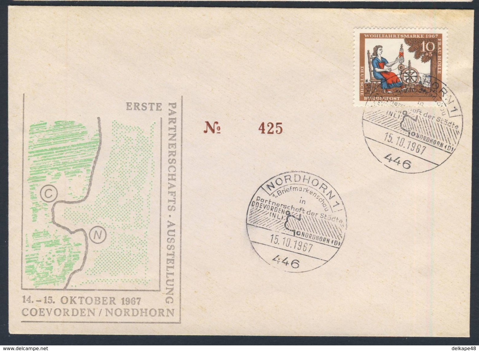 Deutschland Germany 1967 Cover / Brief / Lettre - Erste Partnerschafts.Ausstellung Coevorden/Nordhorn / Stamp Exhibition - Brieven En Documenten