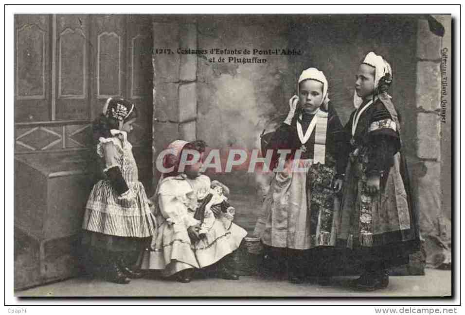 CPA Folklore Costumes D&amp;#39enfants De Pont L&amp;#39Abbe Et De Pluguffan - Costumes