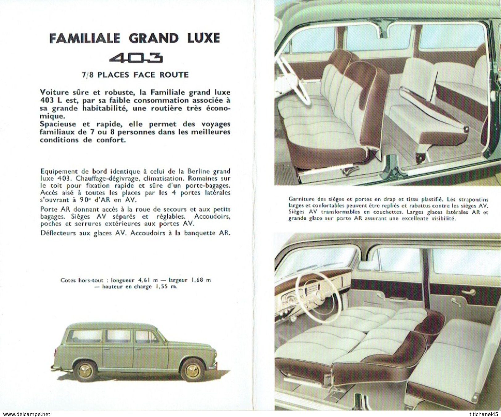 Brochure publicitaire 1959 PEUGEOT 403 - BERLINE - CABRIOLET - FAMILIALE