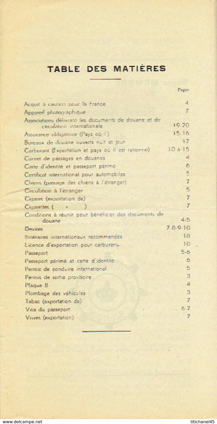 Brochure De 1949 Ce Que L'automobiliste Doit Savoir Pour VOYAGER à L'ETRANGER Edit. ROYAL AUOMOBILE CLUB BELGIQUE - Voitures