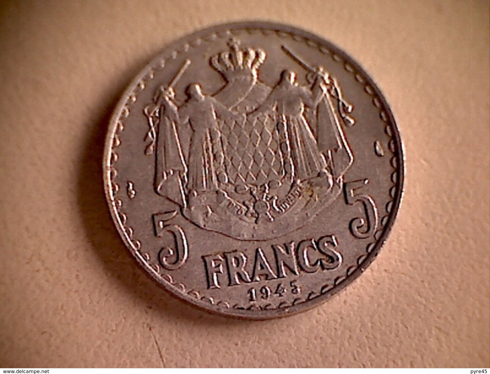 Monaco 1945 Pièce 5 Francs Alu - 1922-1949 Louis II