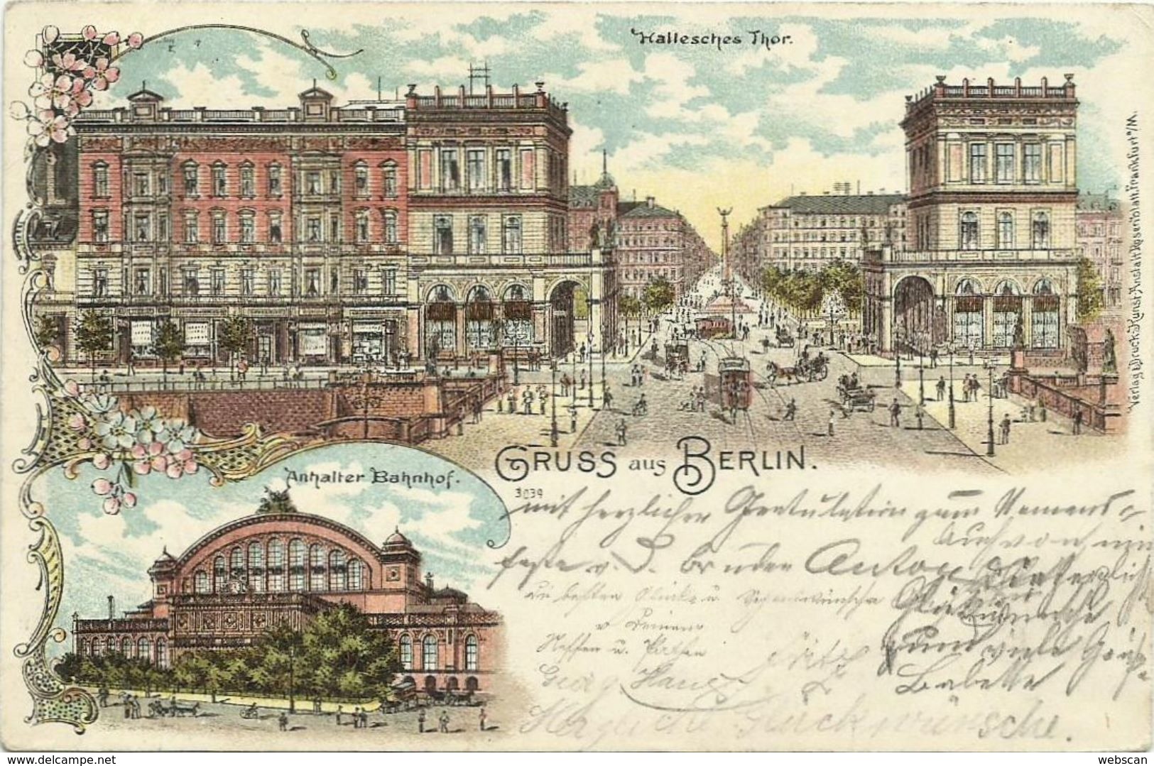 AK Berlin Hallesches Tor & Anhalter Bahnhof Farblitho 1900 #259 - Kreuzberg