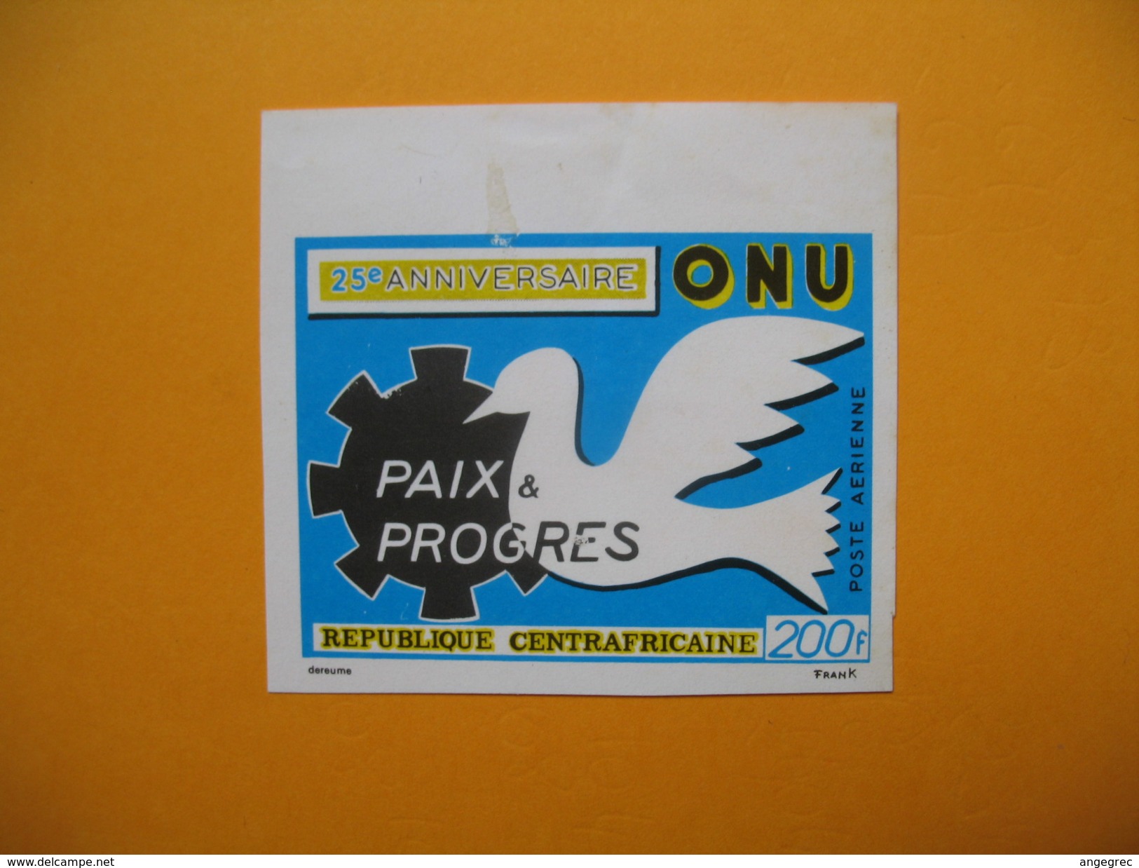 Timbre Non Dentelé  N° PA 90  25 ème Anniversaire De L'ONU   1970 - República Centroafricana