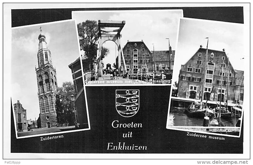 NEDERLAND Holland ( NL ) ENKHUIZEN - Groeten ( Multiviews ) CPSM PF 1953 - Netherlands - Enkhuizen