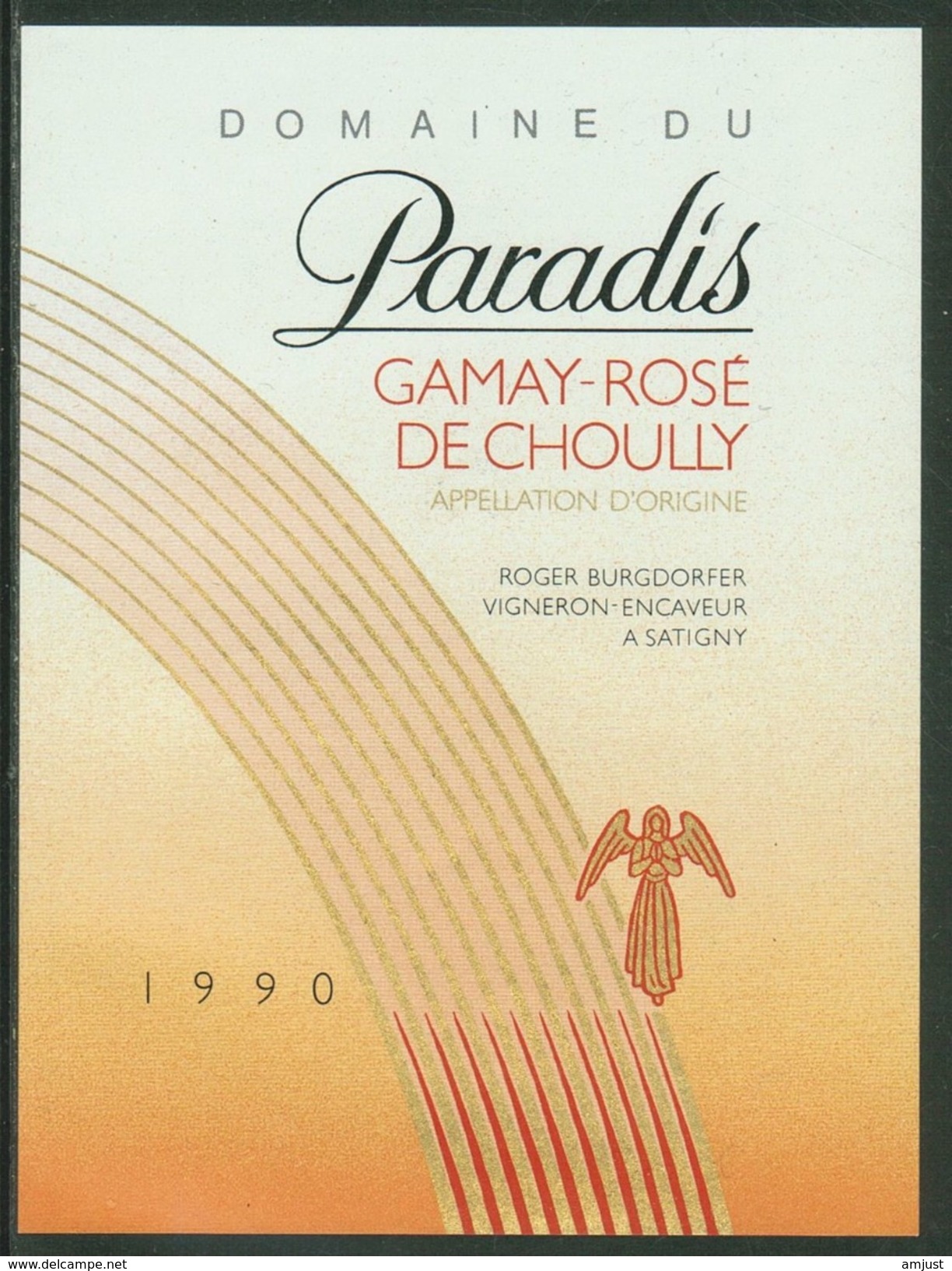 Rare // Etiquette // Gamay -Rosé,Domaine Du Paradis, Roger Burgdorfer, Satigny,Vaud,Suisse - Autres & Non Classés